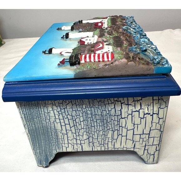 Continental Creations NORTH CAROLINA LIGHTHOUSES Mirrored Trinket Box 6" X 4" - Picture 3 of 6